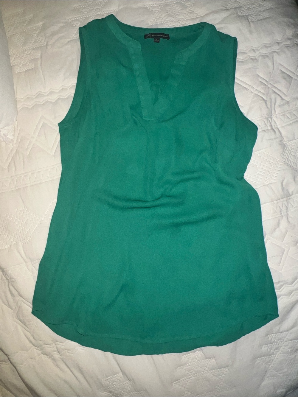 Adrianna Papell Teal Sleeveless Split-Neck Camisole